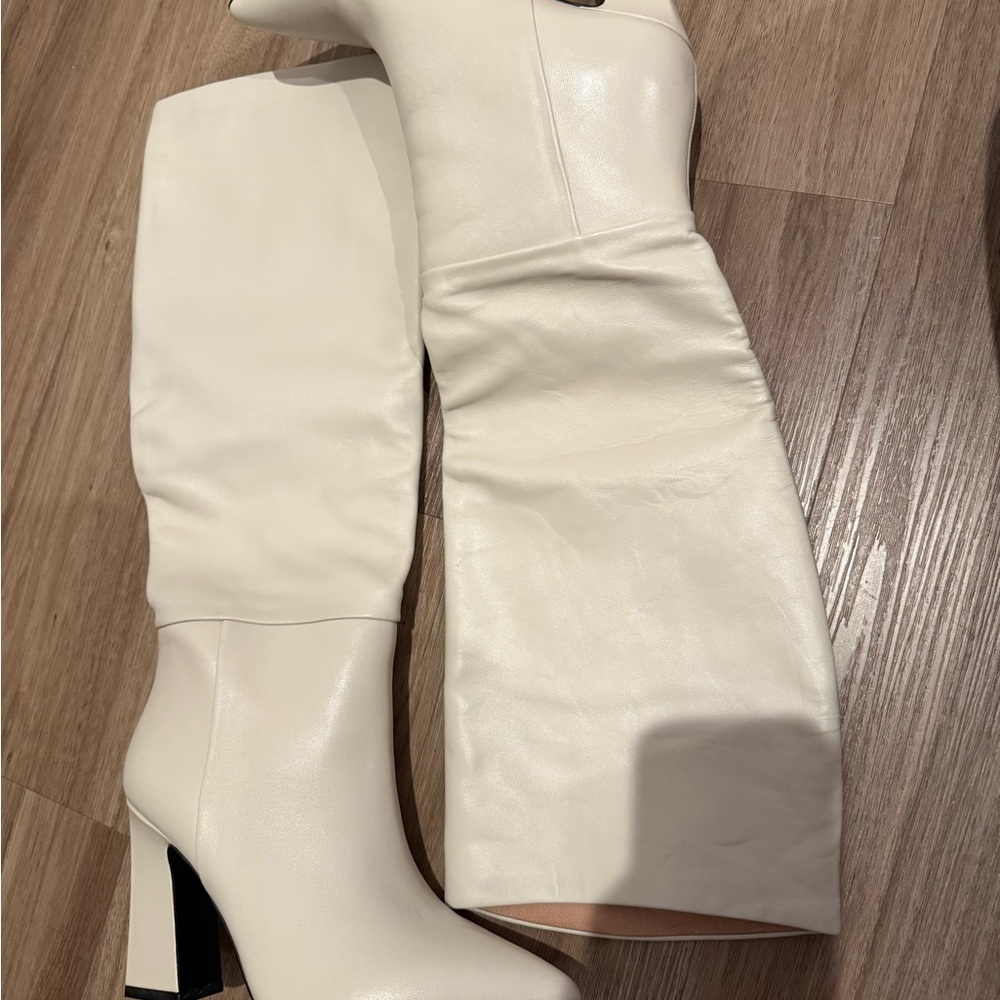 Steve Madden Cream Heeled Boots